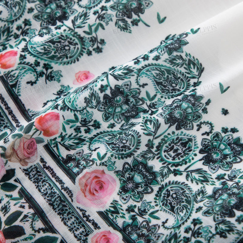 WZPA1291 Rose Print Wide-leg Pants