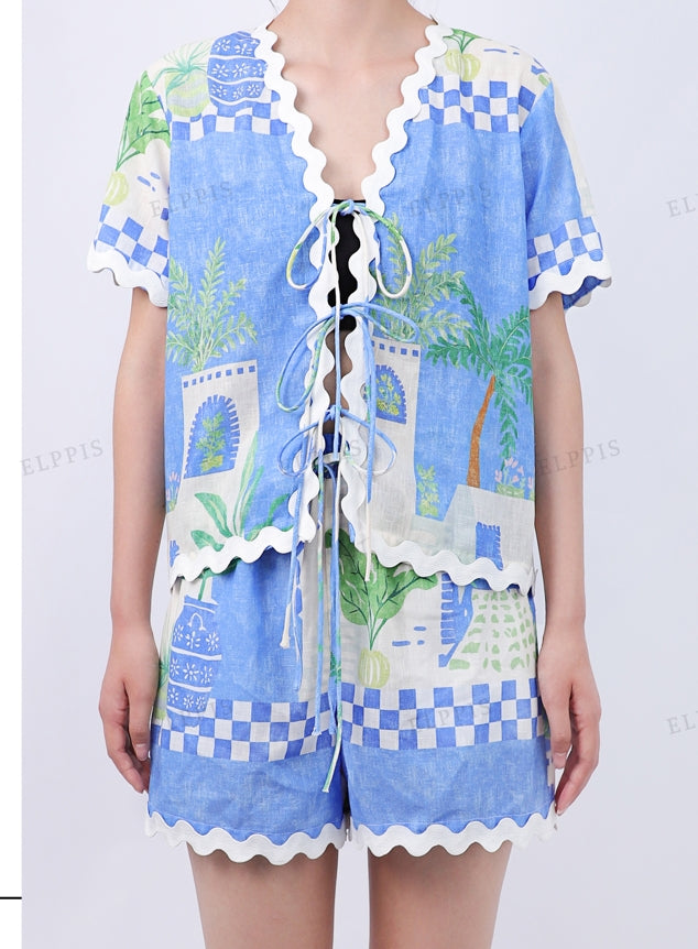 WZUA1348 Tropical Shirt and Shorts Set