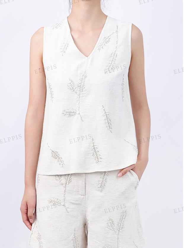 WZUA1234 Embroidery Tank and Pants Set