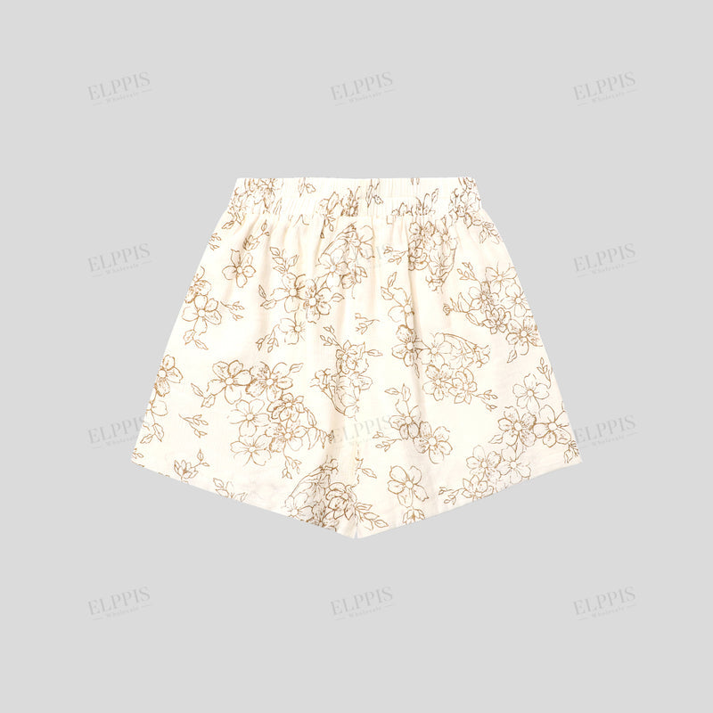 WZUA1107 Floral Shirt and Shorts Set