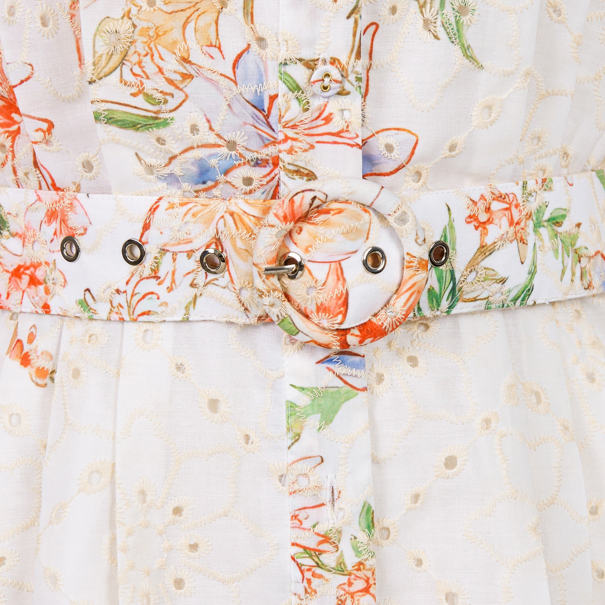 BA1019-Floral Print Belted Midi Dress