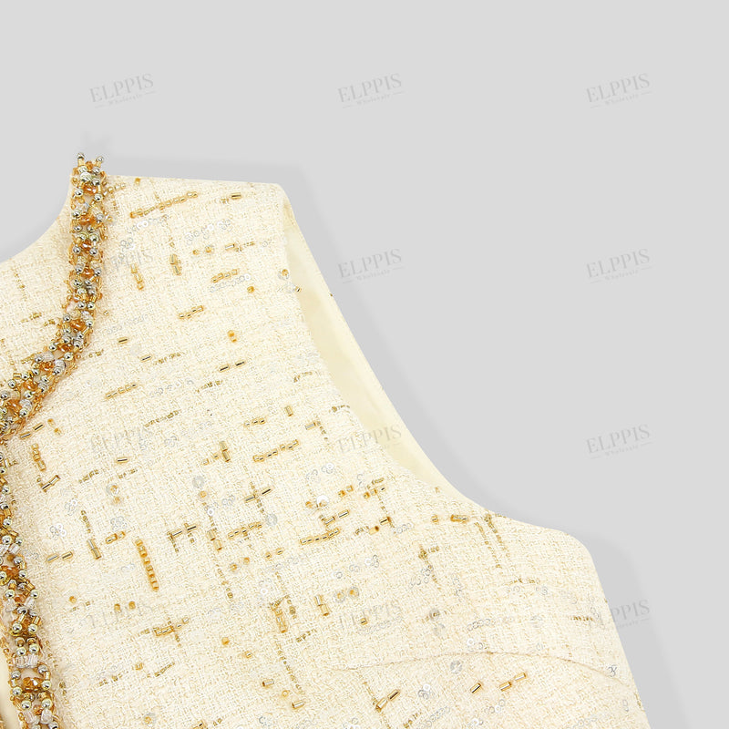 WZBA1240 Tweed Sleeveless Short Dress