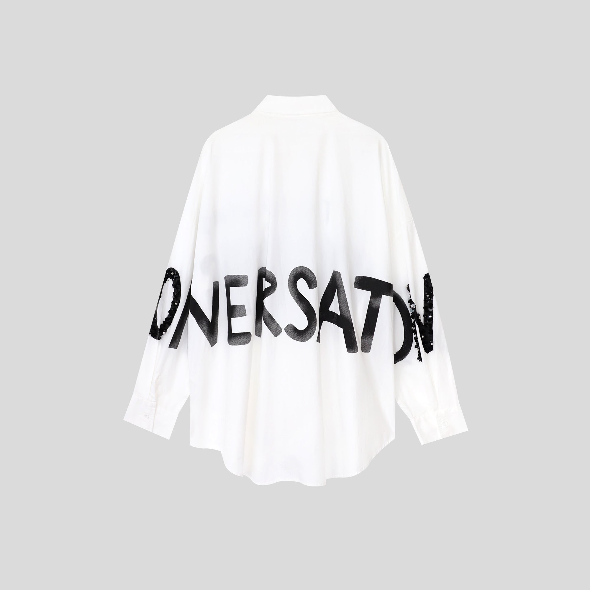 WZTA1098-Oversized Button-Up Shirt