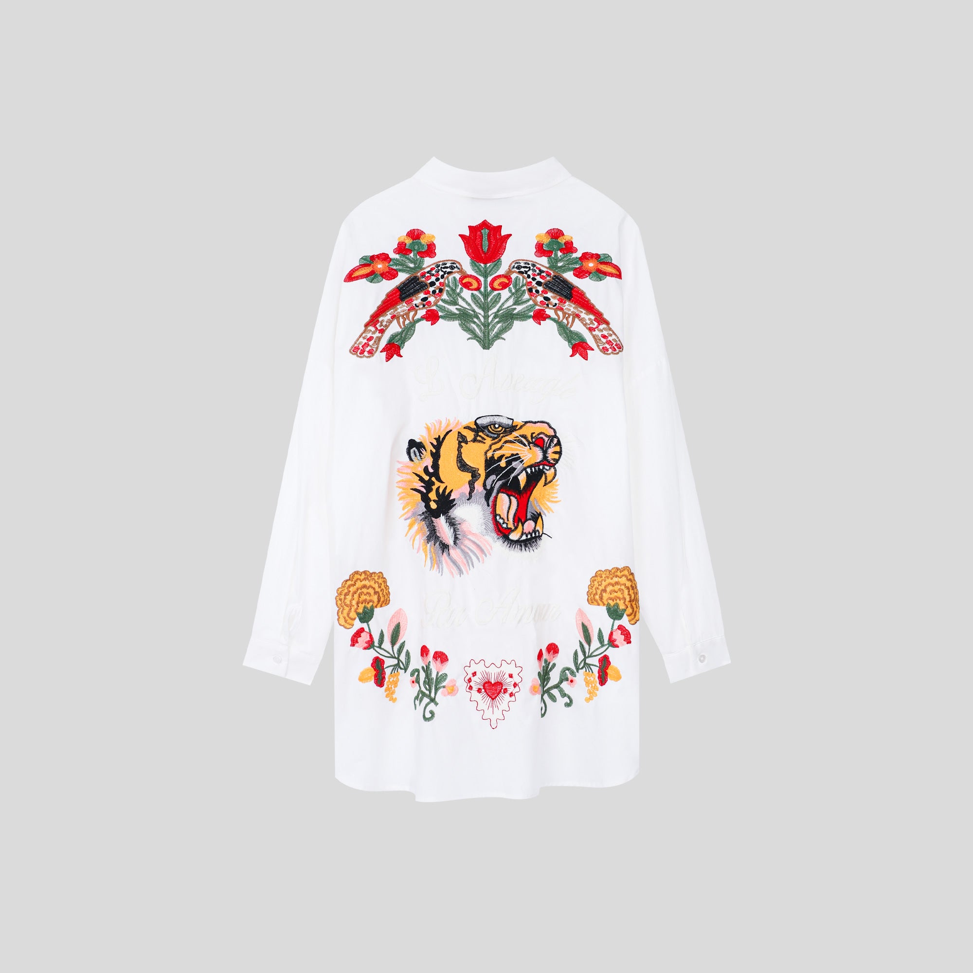 TA1104-Oversized Embroidered Shirt Dress