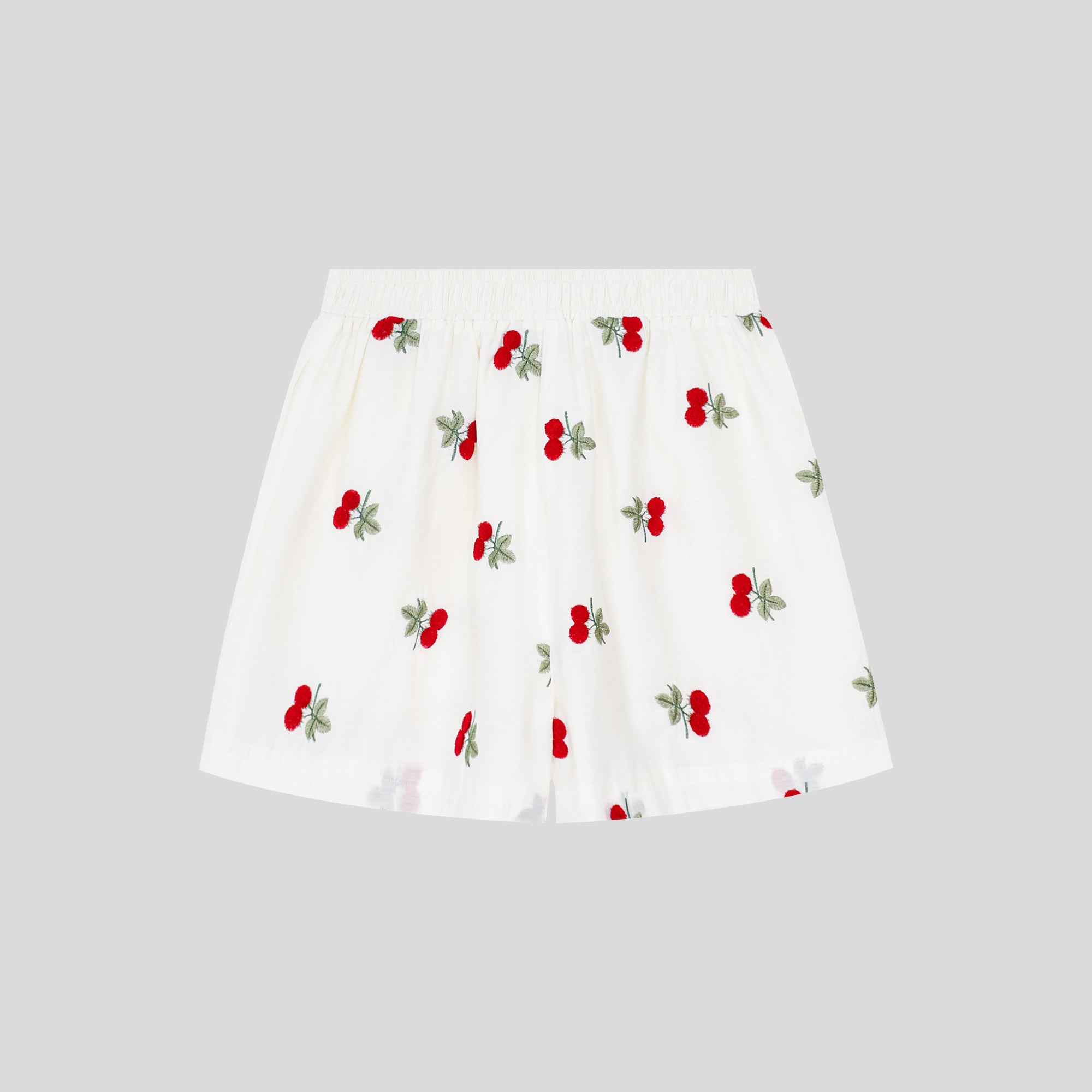 WZUA1111-Cherry Embroidered Shorts