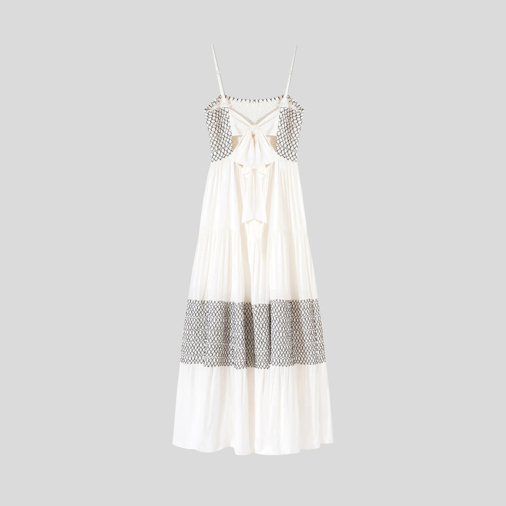 WZBA1066-Smocked Tiered Maxi Dress