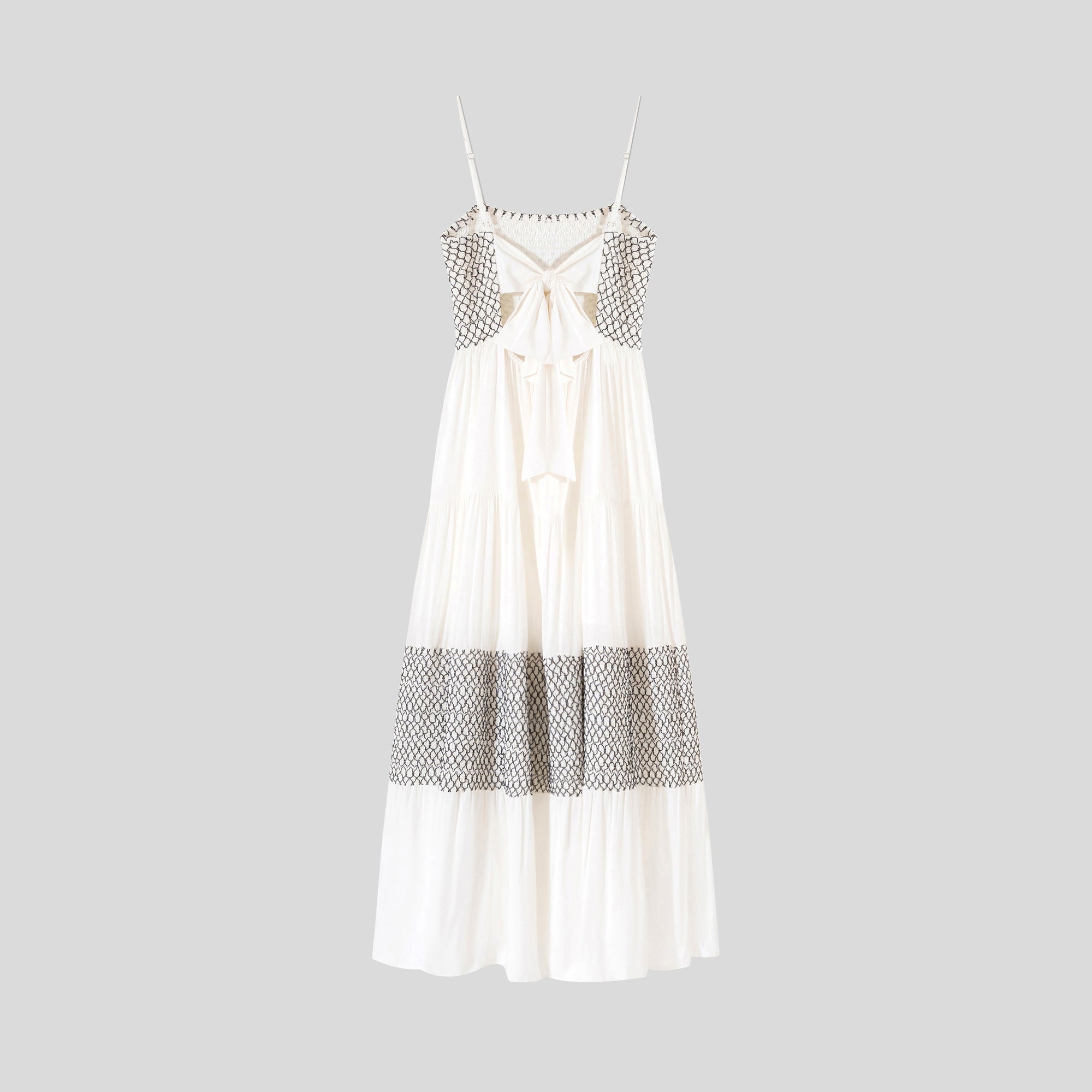 BA1066-Smocked Tiered Maxi Dress