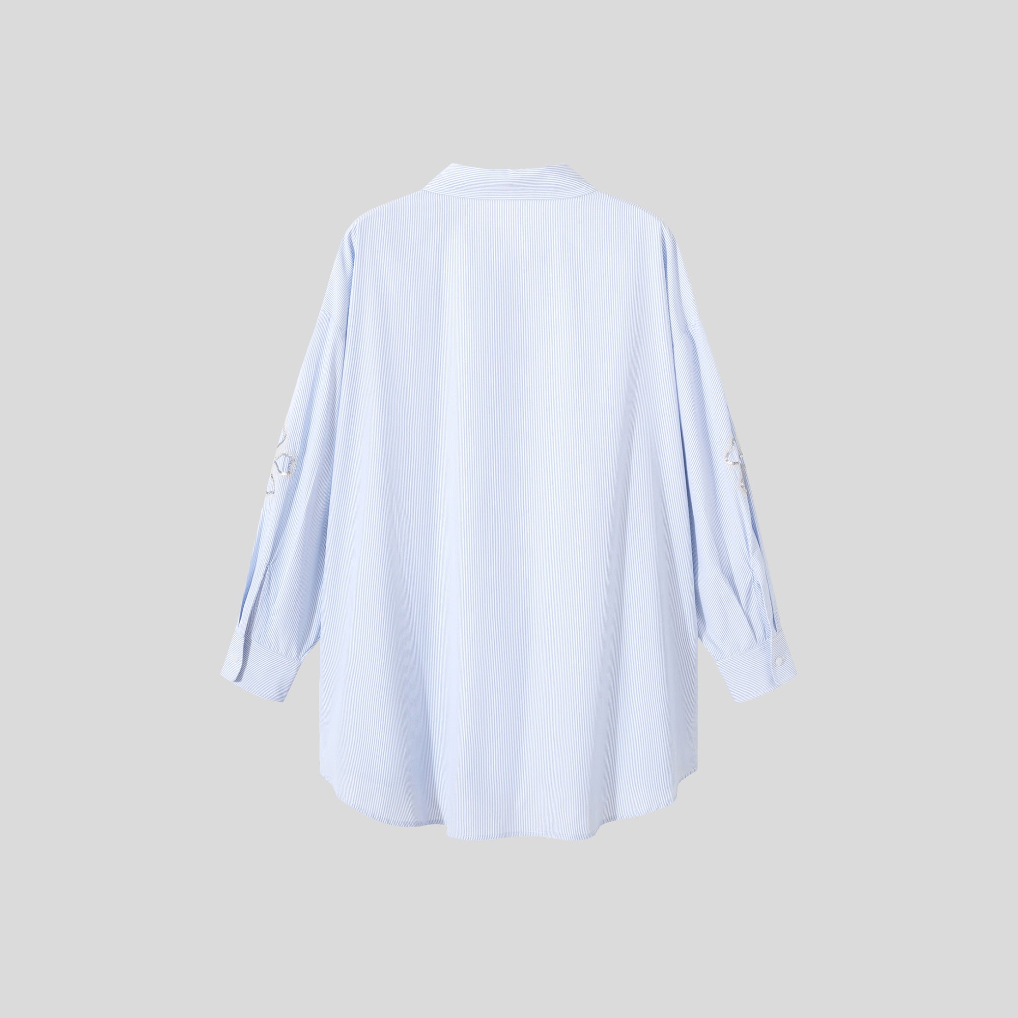 TA1096-Oversized Striped Button-Up Shirt