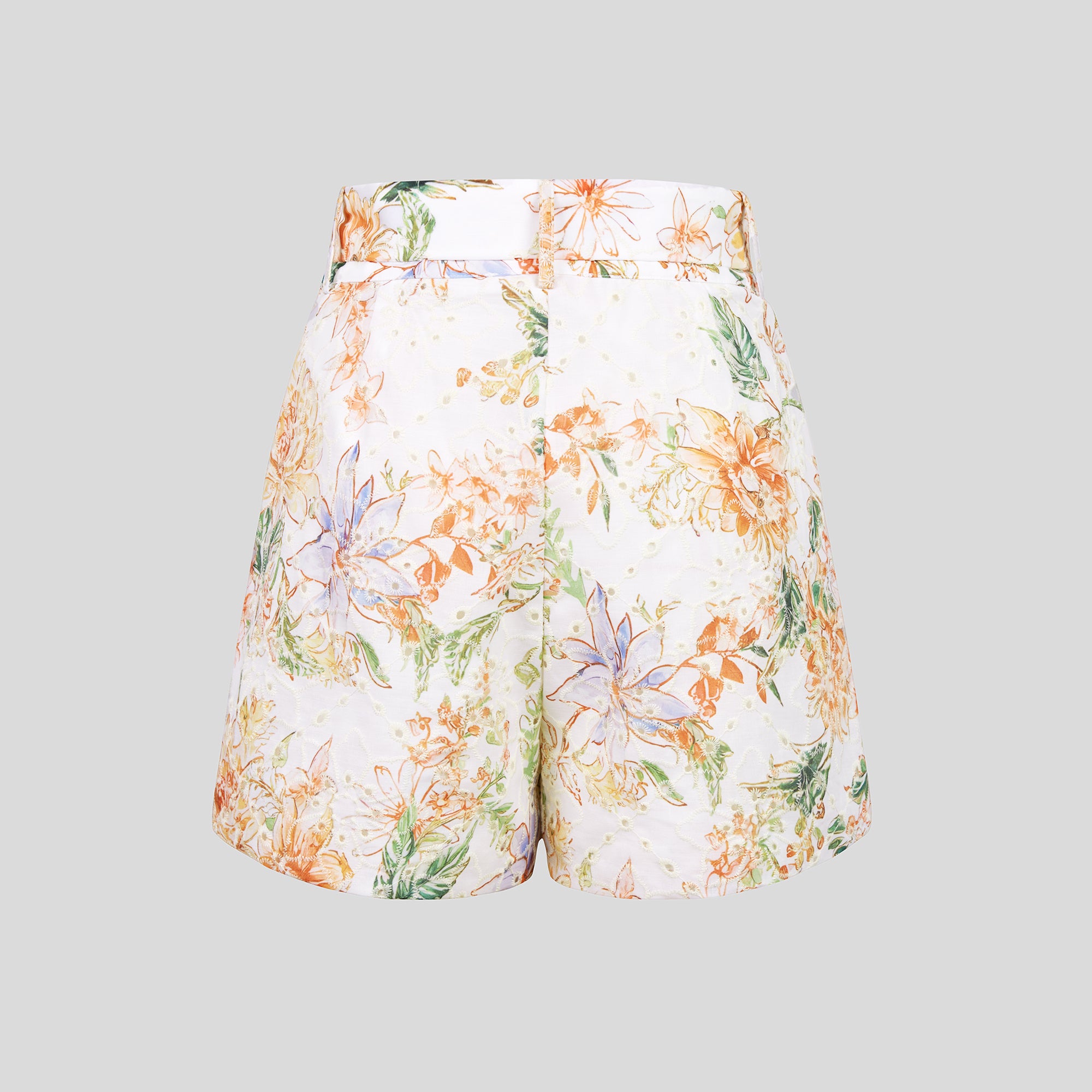 UA1020-Floral Eyelet Two-Piece Shorts Set