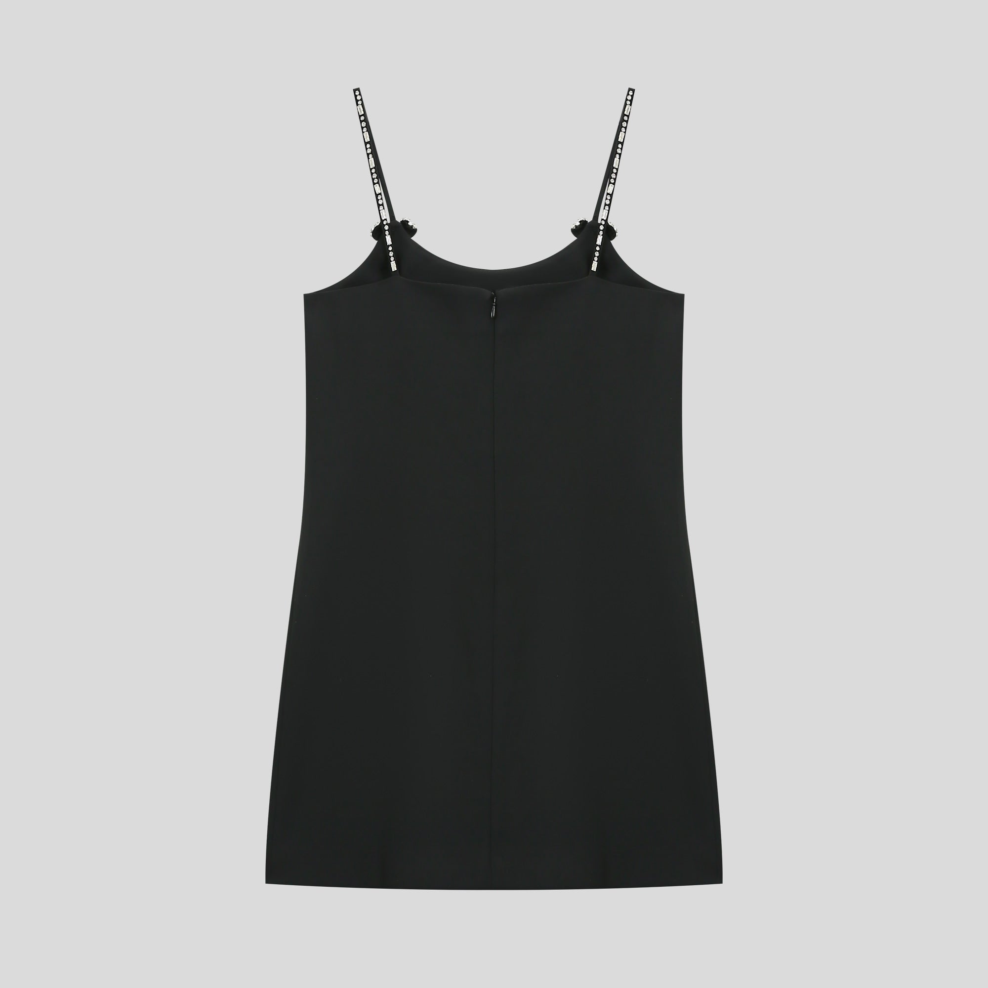 BA1121-Rhinestones Strap Mini Dress