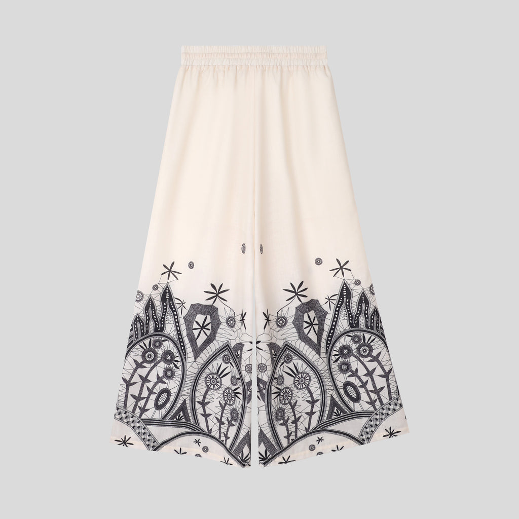 WZUA1117 Sheer Blouse & Wide-Leg Pants Set