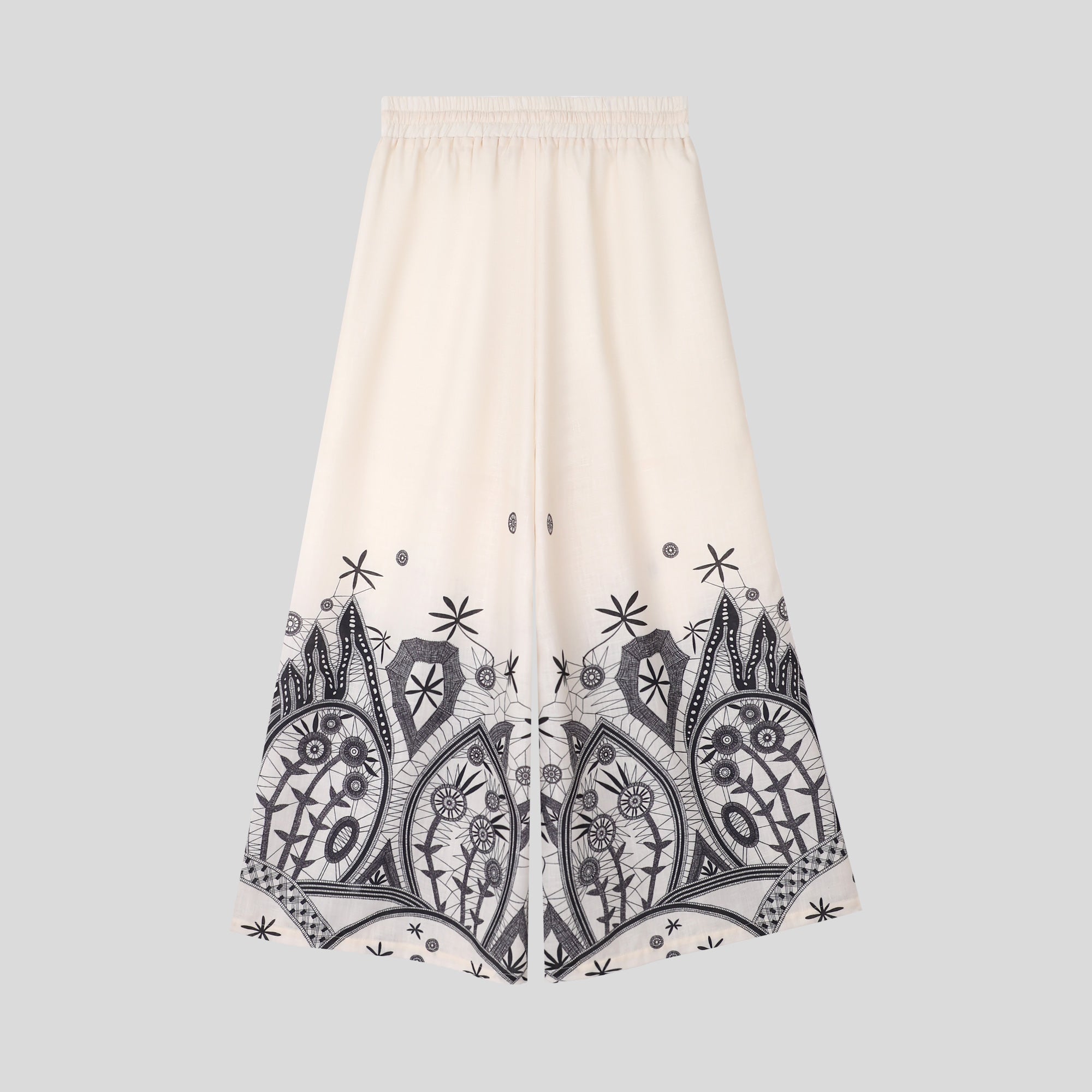 WZUA1117 Sheer Blouse & Wide-Leg Pants Set