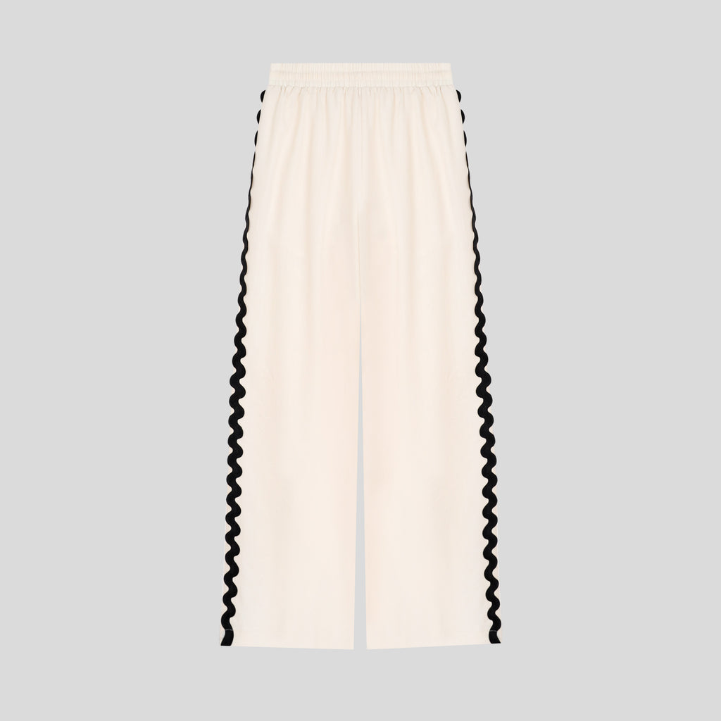 WZUA1060-Scalloped Trim Two-Piece Pants Set