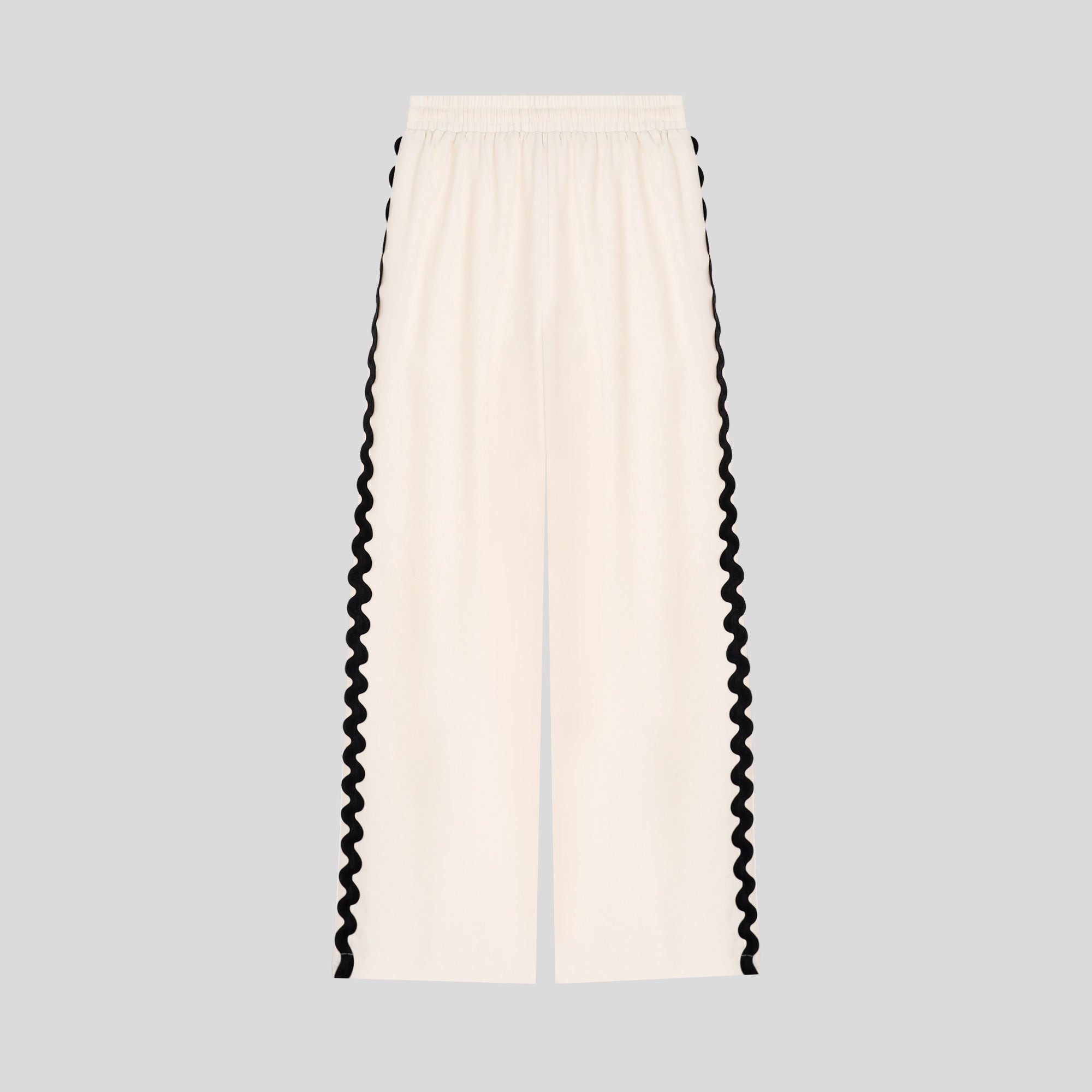 WZUA1060-Scalloped Trim Two-Piece Pants Set