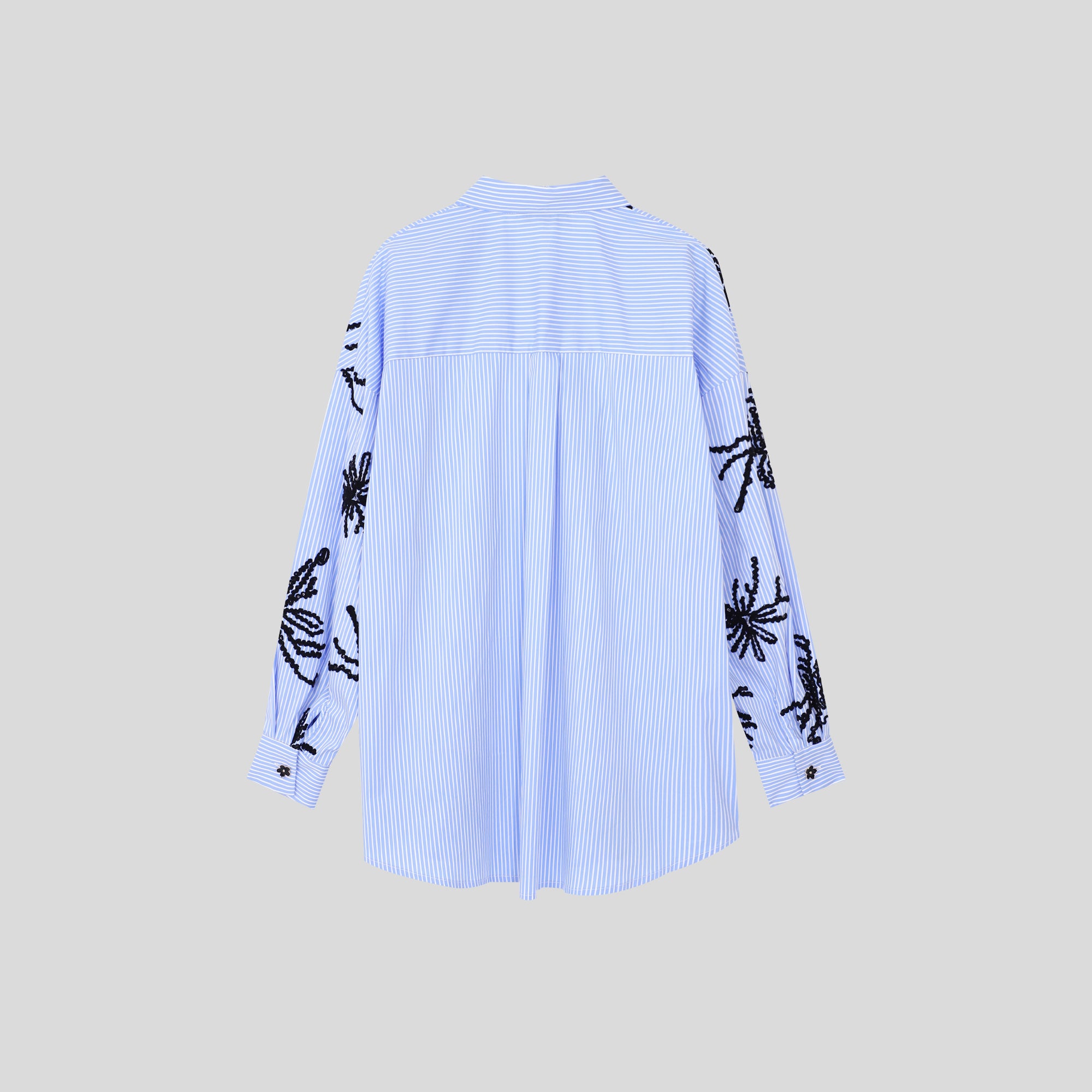 TA1103-Oversized Striped Long Shirt