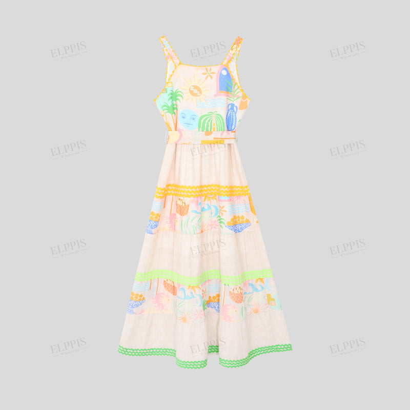 WZBA1269 Tropical Sleeveless Long Dress