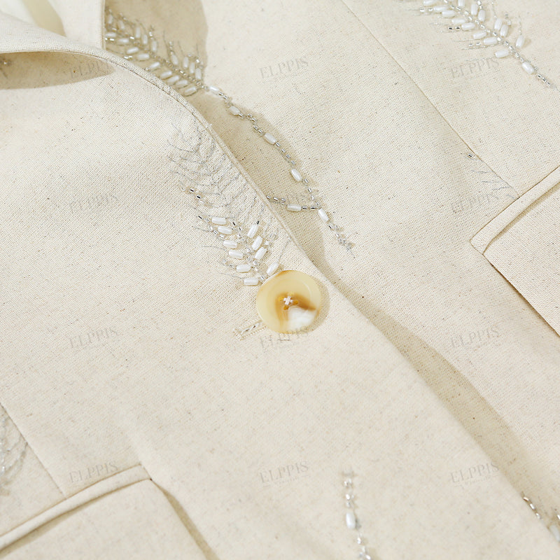 WZTA1225 Cotton-Linen Sequins Blazer Outerwear