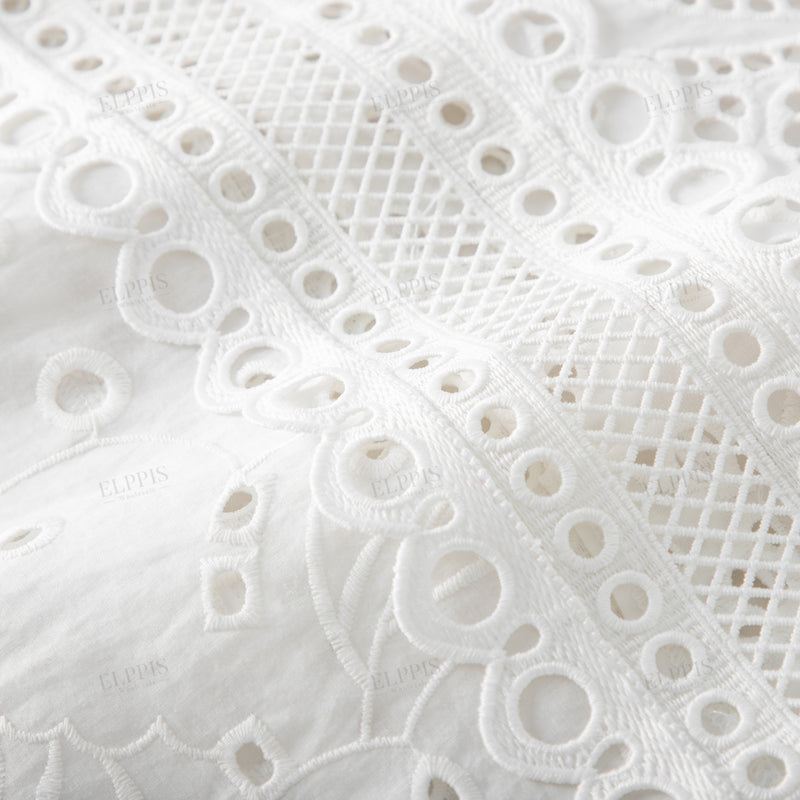 WZTA1182 Cotton Embroidered Lace Short Dress