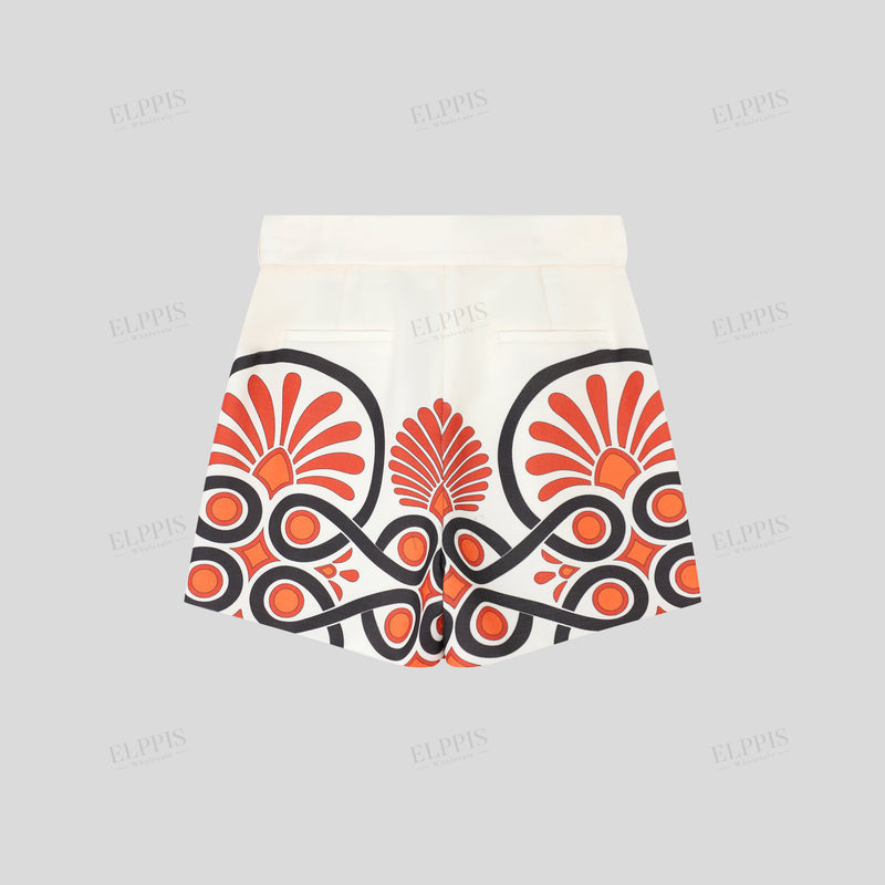 WZUA1358 Geo Prints Shirt and Shorts Set