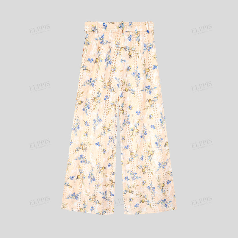 WZUA1024 Floral Lace Top and Pants Set