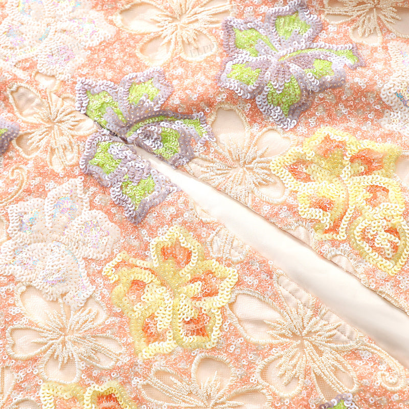WZUA1451 Floral Lace Top and Skirt Set