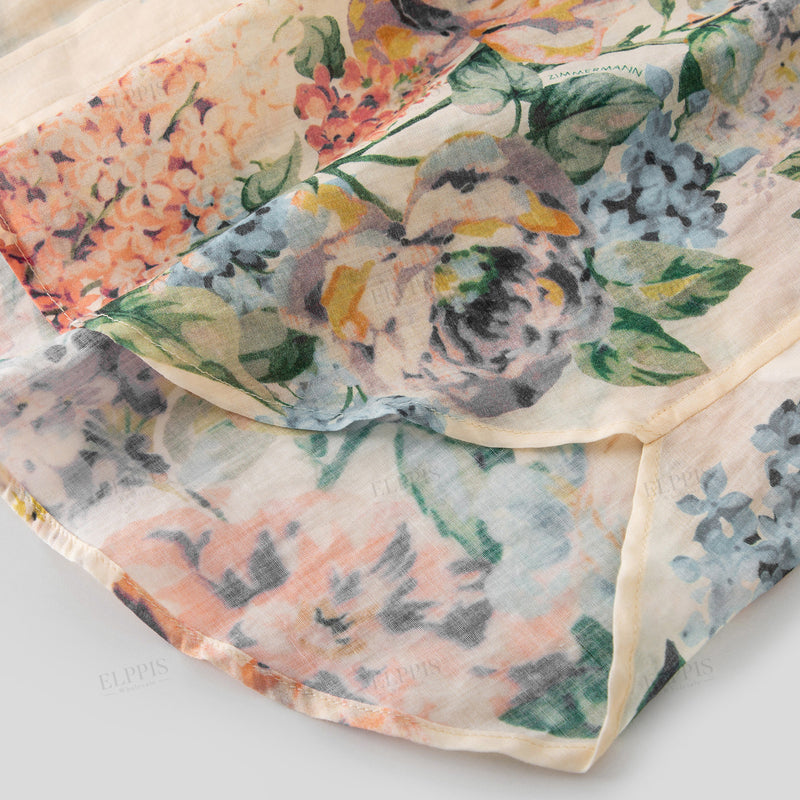 WZTA1311 Floral Linen Blouse Shirt