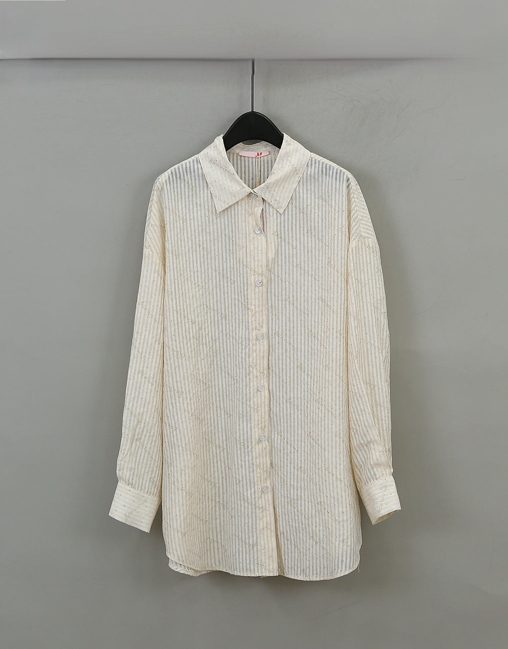 WZTA1095- Sheer Striped Button-Up Shirt