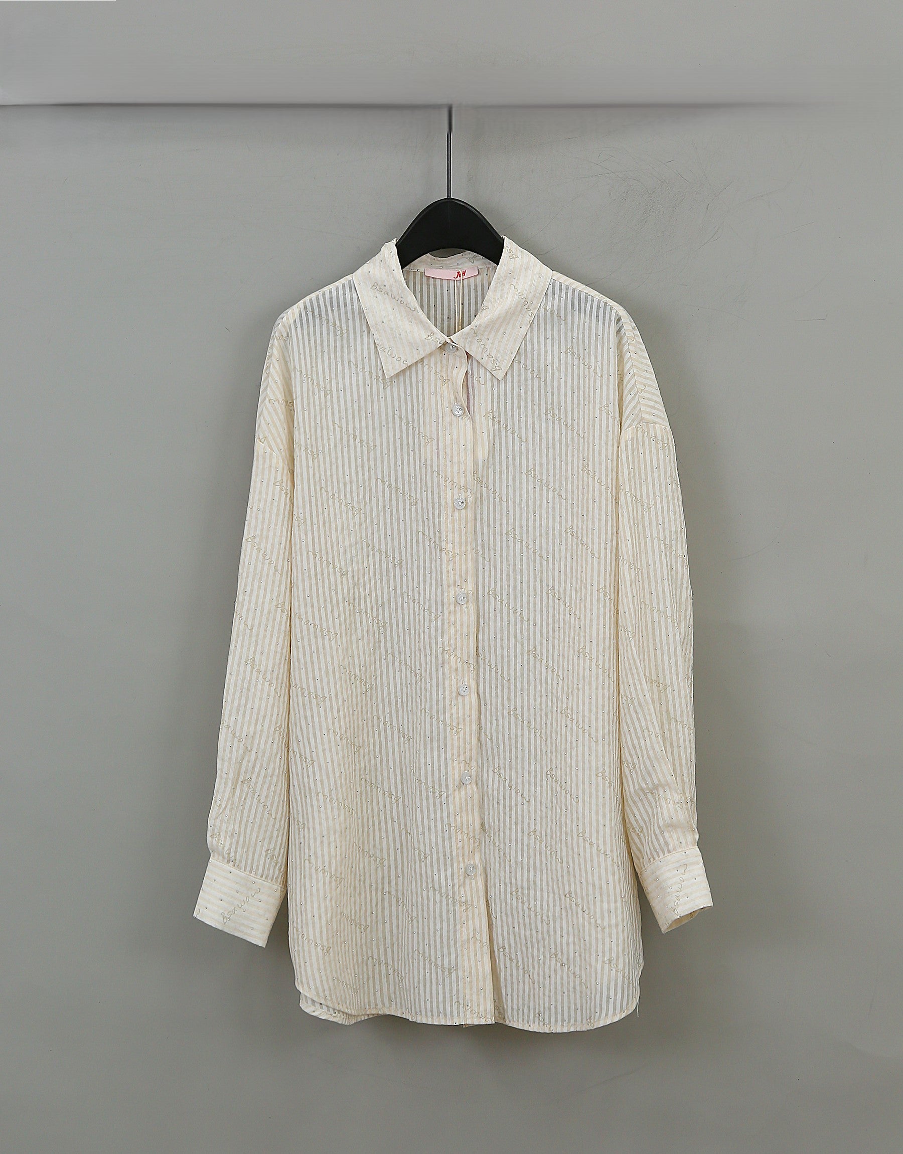 TA1095- Sheer Striped Button-Up Shirt