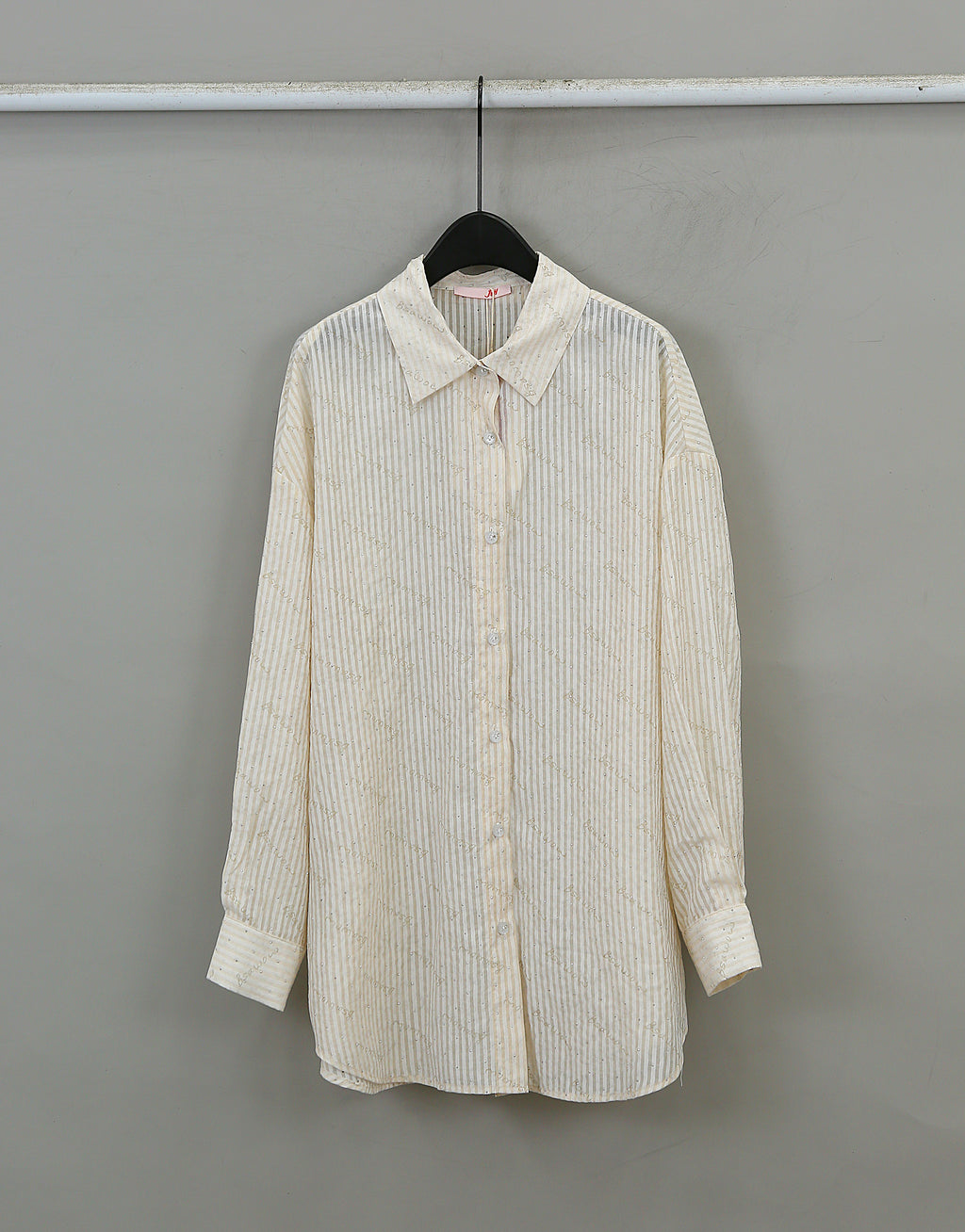 WZTA1095- Sheer Striped Button-Up Shirt