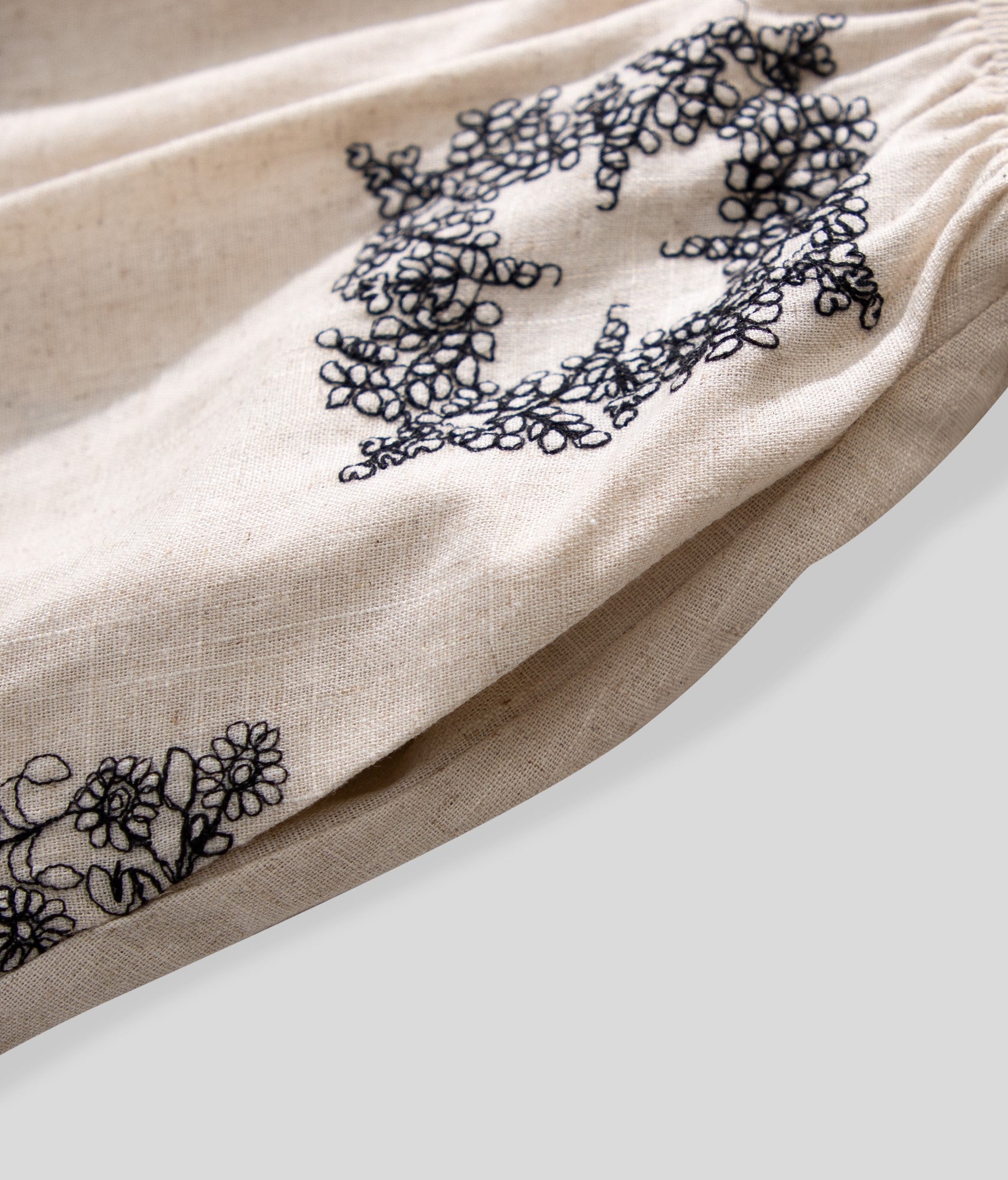BA1047-Embroidered Boho Peasant Midi Dress