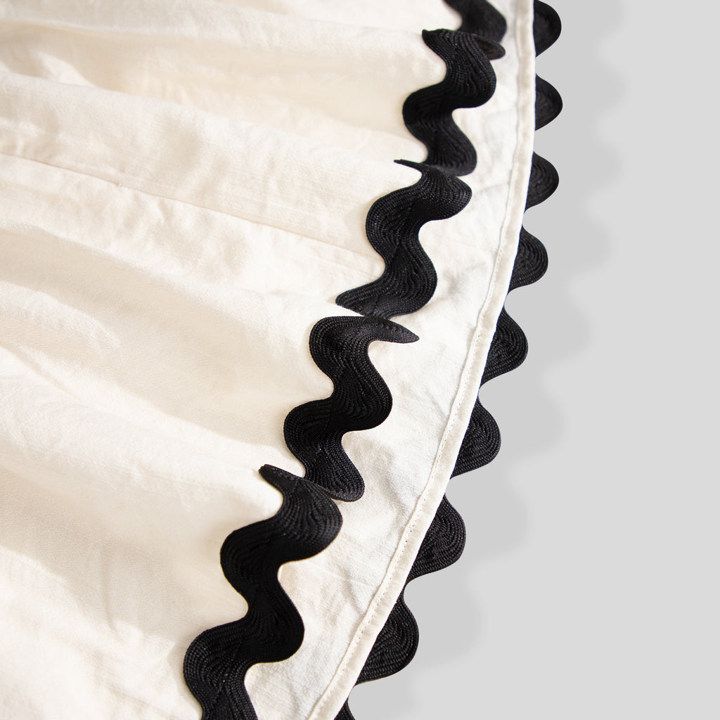 WZUA1060-Scalloped Trim Two-Piece Pants Set