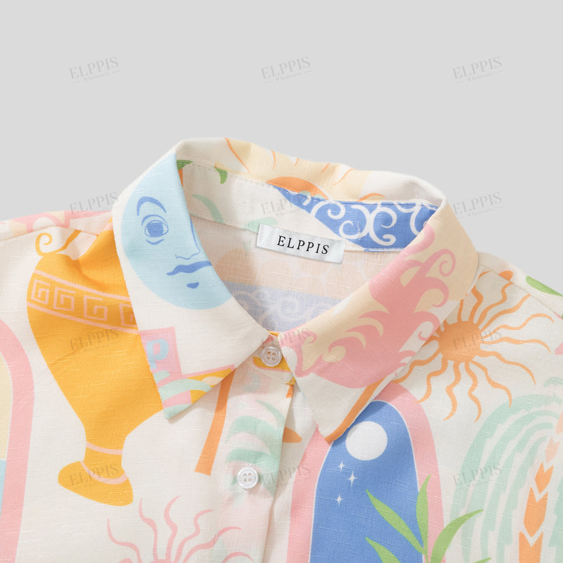 WZTA1344 Tropical Prints Short Sleeve Shirt