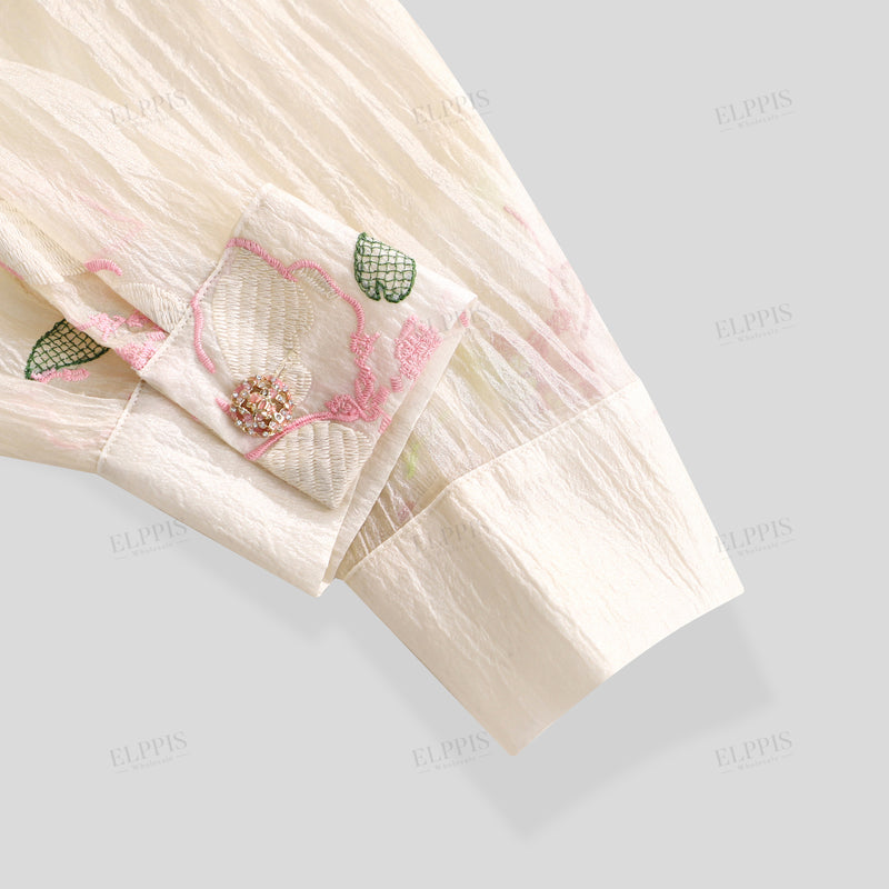 WZUA1243 Floral Embroidery Blouse Shirt