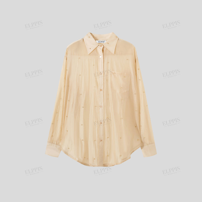 WZUA1278 Rhinestones Blouse and Shorts Set