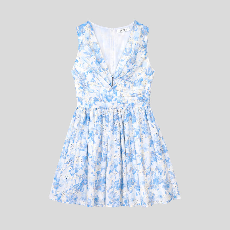 WZBA1009 Eyelets Embroidery Floral Short Dress