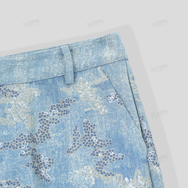 WZQA1451P Sequins Embroidery Long Pants