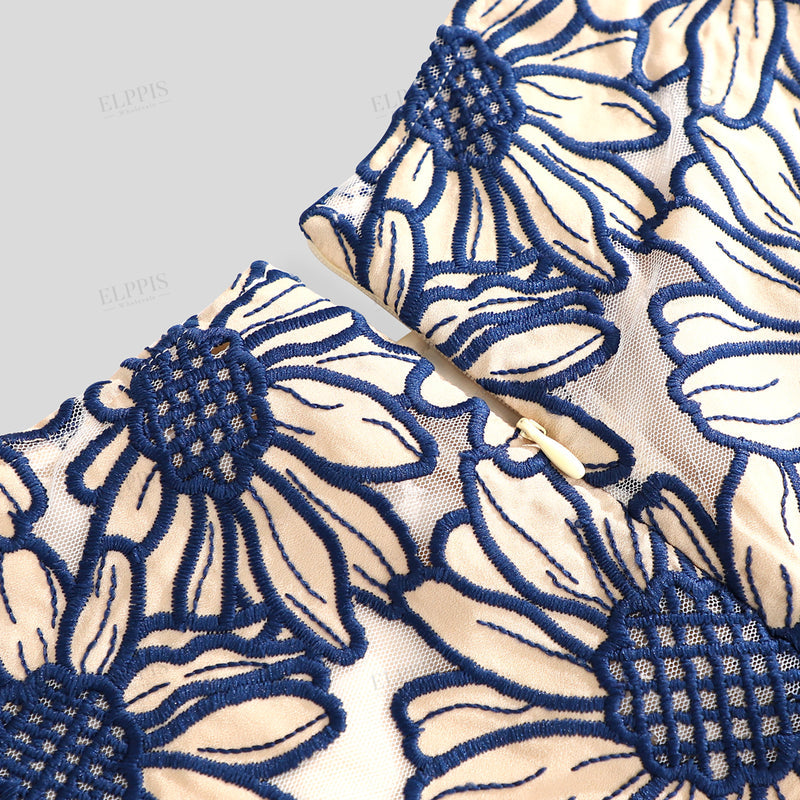 WZBA1014 Embroidered Patchwork Shorts Dress
