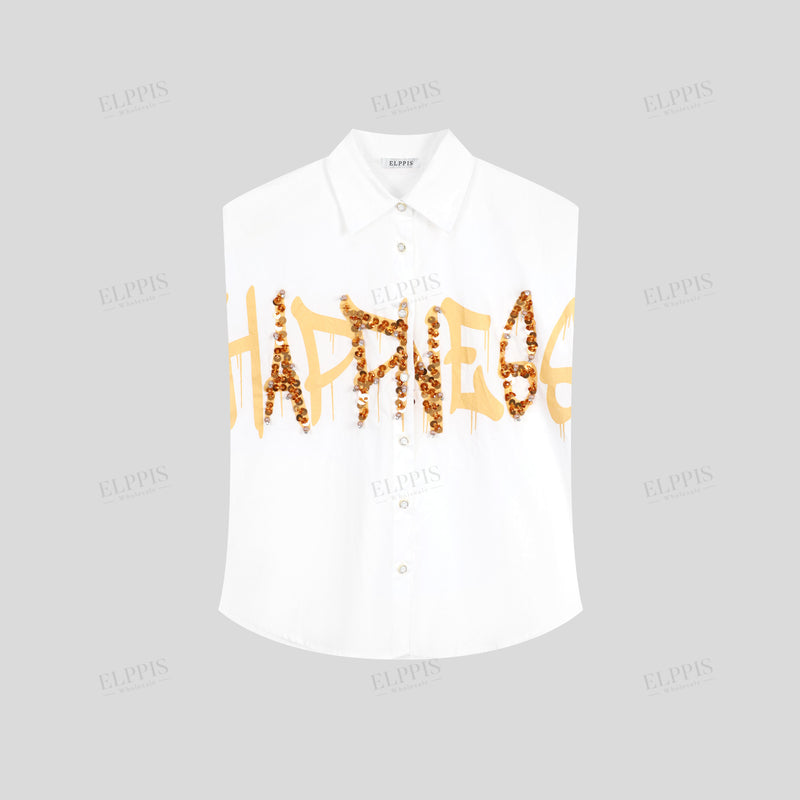 WZTA1099 Sequins Sleeveless Shirt
