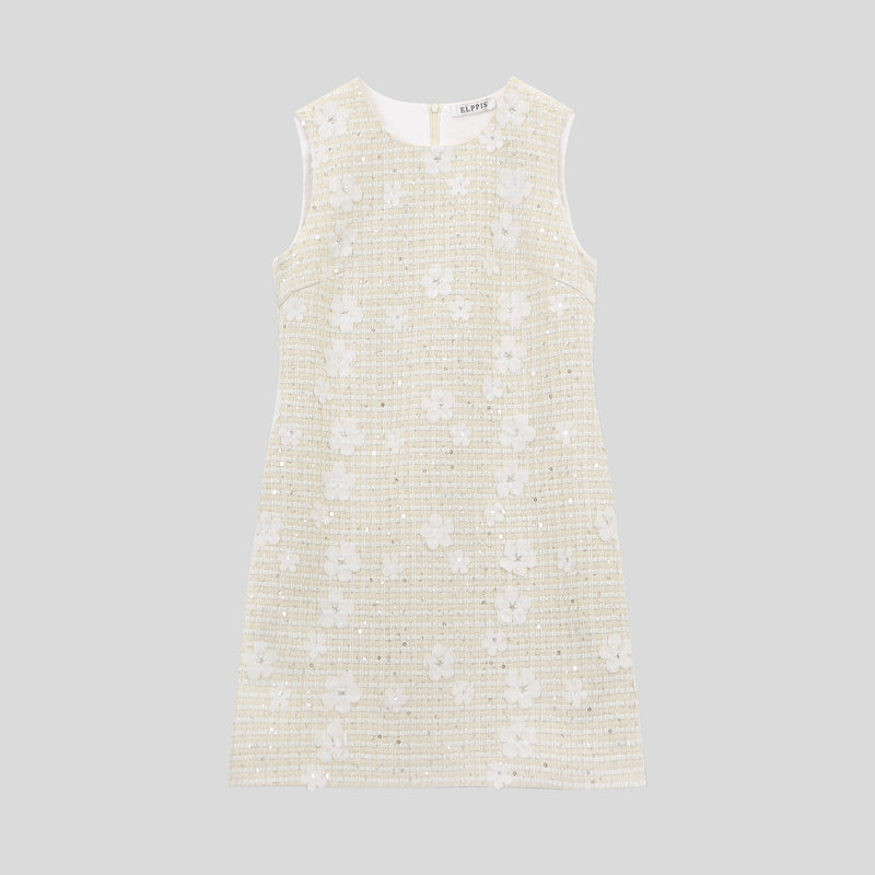 WZBA1447 Quilted 3D Flower Short Dress