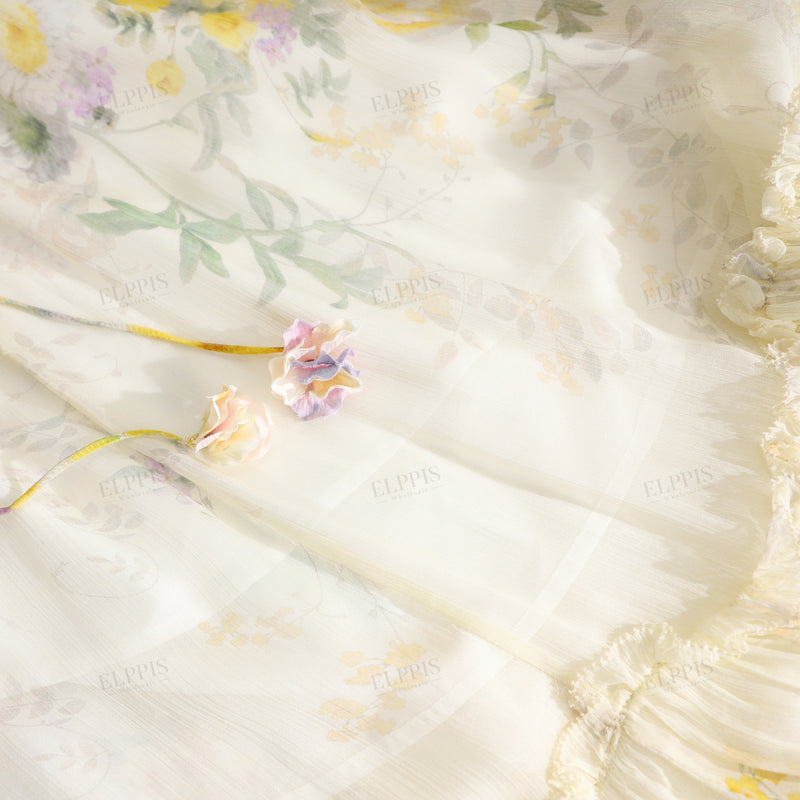 WZBA1077 Chiffon Floral Long Dress