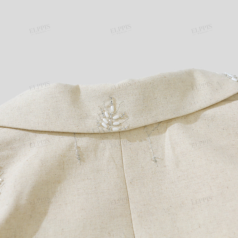 WZTA1225 Cotton-Linen Sequins Blazer Outerwear