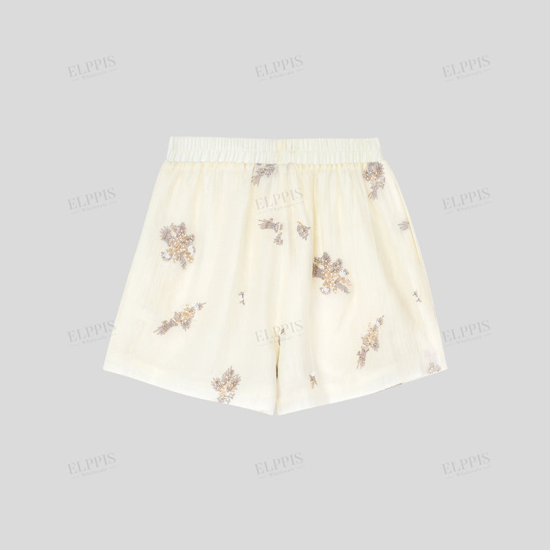 WZUA1242 Embroidered Shirt and Shorts Set