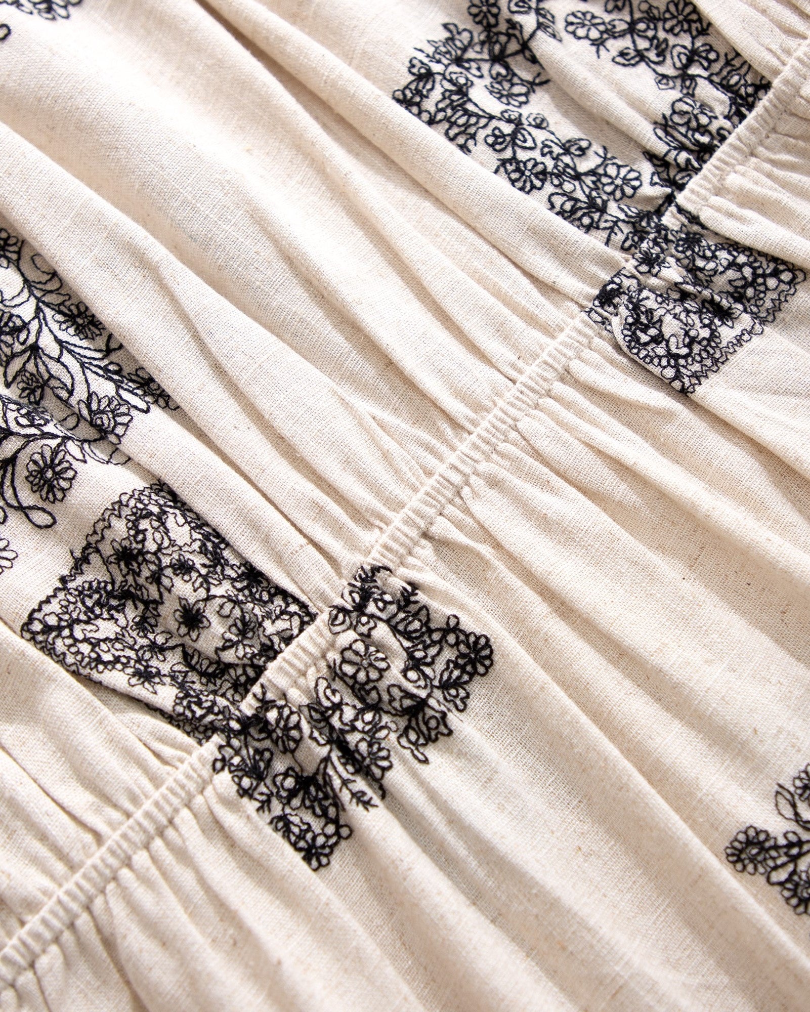 BA1047-Embroidered Boho Peasant Midi Dress