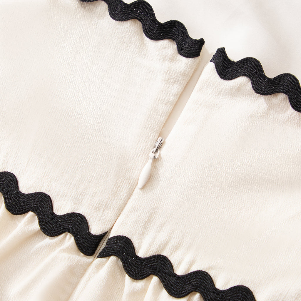 WZUA1060-Scalloped Trim Two-Piece Pants Set