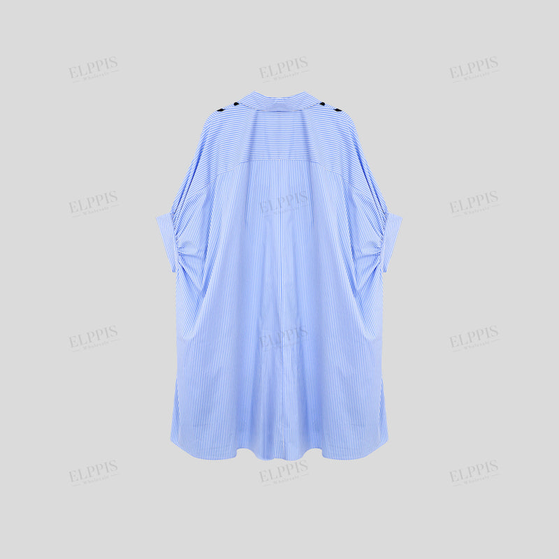 WZTA1173 Embroidery Stripe Long Shirt