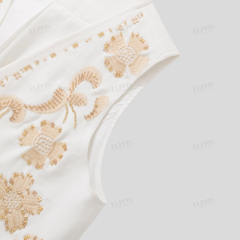 WZTA1304 Embroidered Beaded Vest Outerwear