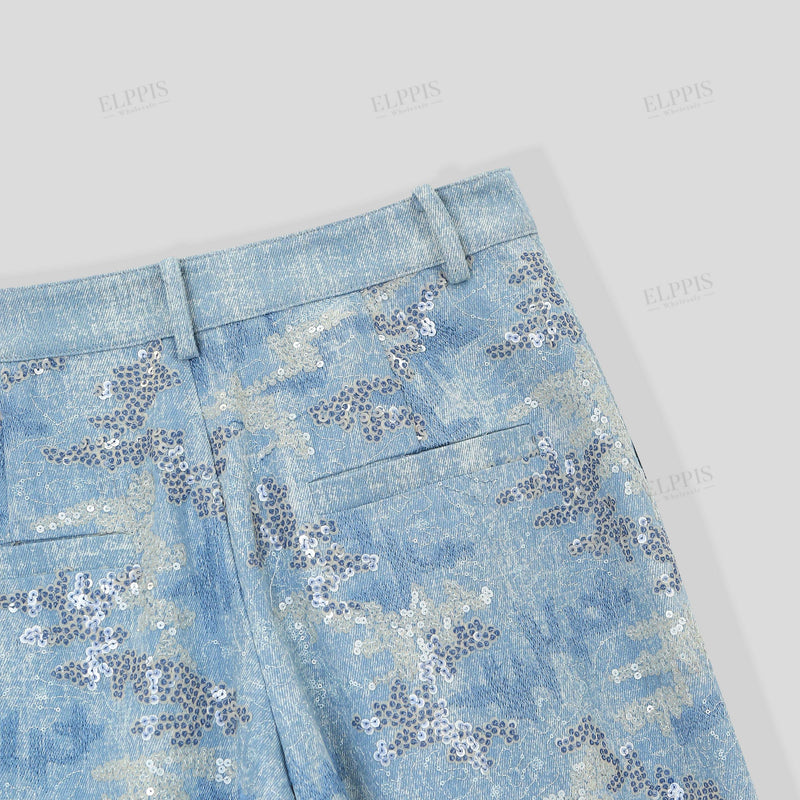 WZQA1451P Sequins Embroidery Long Pants