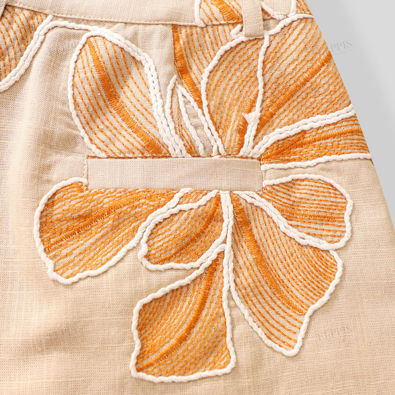 WZPA1342 Floral Embroidered Shorts