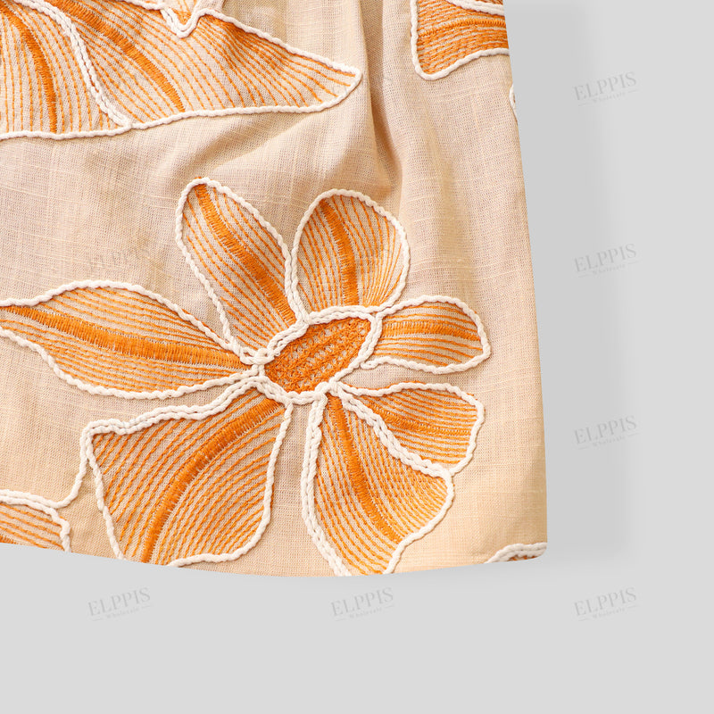 WZPA1342 Floral Embroidered Shorts