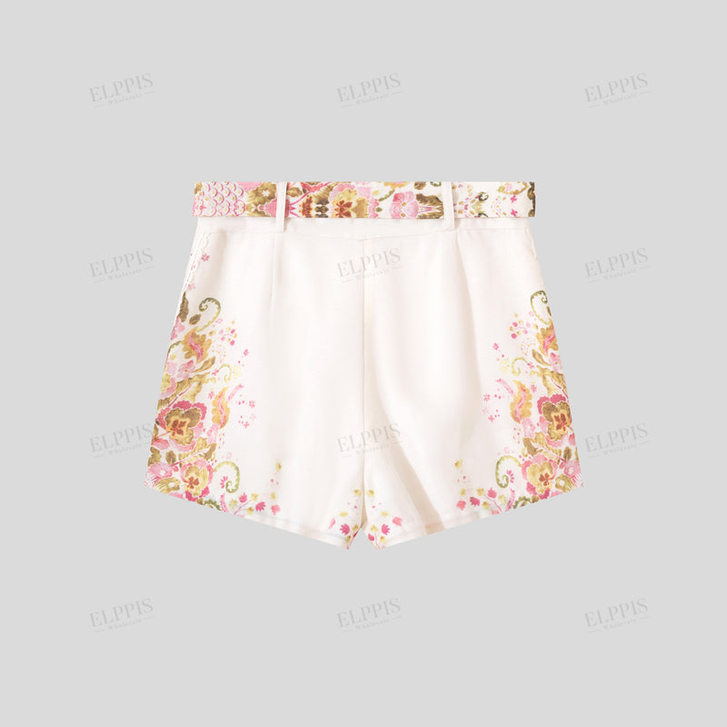 WZUA1279 Floral Shirt and Shorts Set